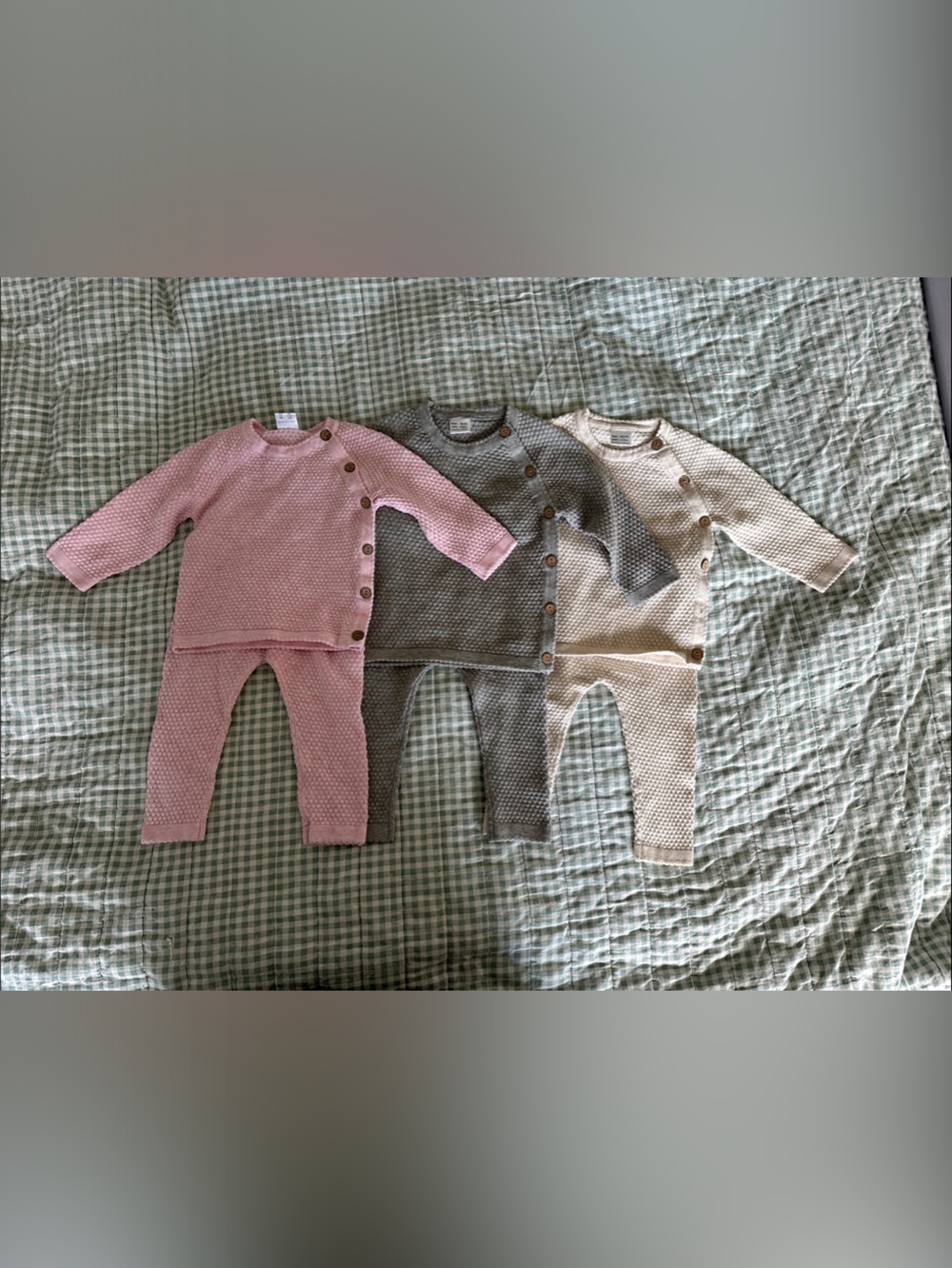 Cozy Knit Kids Matching Sets (3 sets) - Pink, Gray, Cream 100% cotton material